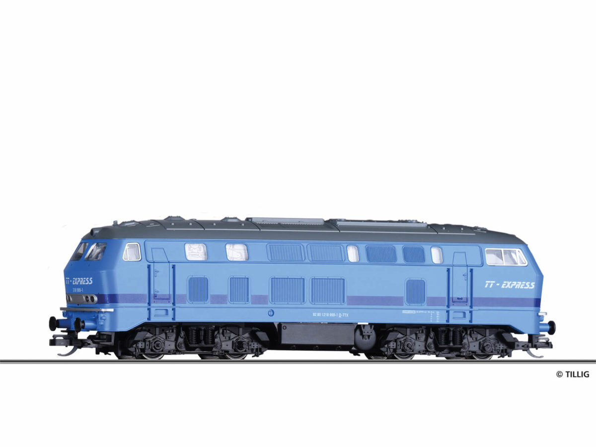Tillig 04709 START-Diesellokomotive BR 218 „TT-Express“...